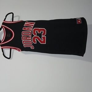 Jordan 23 Girls Sleevless T Shirt Jersey Dress Black Red White Size Medium NWT